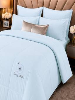 Threadwear - Blue Shade Solid Plan Super Soft Cotton Double Bed Quilted Comforter