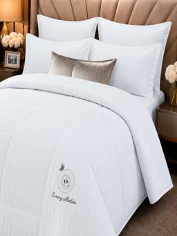 Threadwear - Grey Shade Solid Plan Super Soft Cotton Double Bed Quilted Comforter