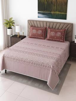 Threadwear - Dusty Rose Floral Cotton Flat Super King Bedsheet