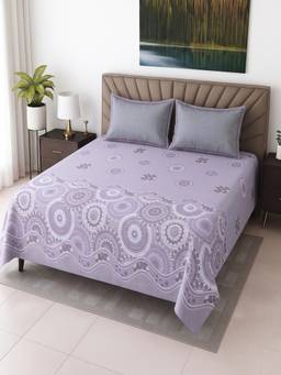Threadwear - Lavender Floral Cotton Flat Super King Bedsheet