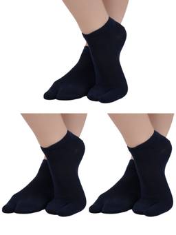 NEXT2SKIN - Womens Low Ankle Length Cotton Thumb Socks (Pack of 3) (Navyblue:Navyblue:Navyblue)