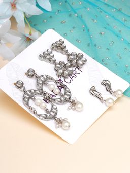 Karatcart - Set of 3 Handcrafted Kundan Earrings Combo for Women