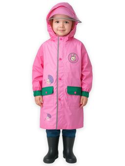 Little Surprise Box - Pink Easter Bunny Knee Length Raincoat with Pouch for Kids