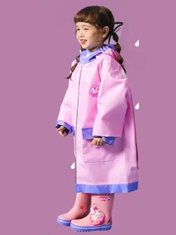 Little Surprise Box - Pink Donut Unicorn Knee Length Raincoat with Pouch for Kids