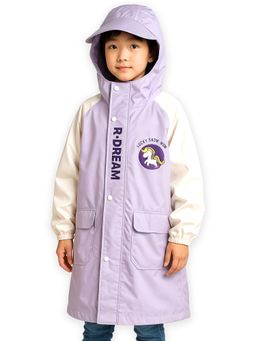Little Surprise Box - Purple Uni Cap Style Knee Length Raincoat for Kids
