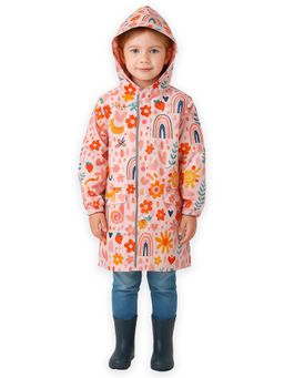 Little Surprise Box - Rainy Garden Theme Knee Length Raincoat with Pouch for Kids