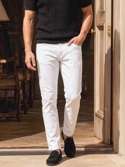 The Indian Garage Co - Men Slim Fit Solid Mid-Rise Jeans-White
