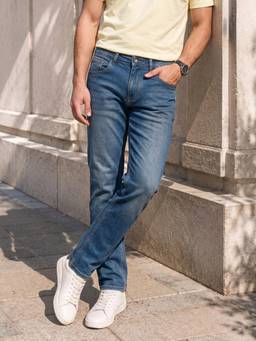 The Indian Garage Co - Men Slim Fit Solid Mid-Rise Jeans-Blue