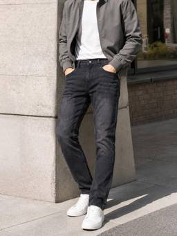 The Indian Garage Co - Men Slim Fit Solid Mid-Rise Jeans-Black