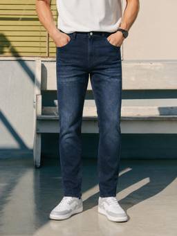The Indian Garage Co - Men Slim Fit Solid Mid-Rise Jeans-Blue