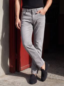 The Indian Garage Co - Men Slim Fit Solid Mid-Rise Jeans-Grey