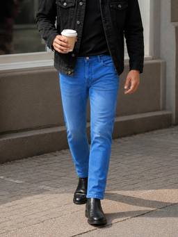 The Indian Garage Co - Men Slim Fit Solid Mid-Rise Jeans-Blue
