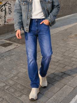 The Indian Garage Co - Men Slim Fit Solid Mid-Rise Jeans-Blue