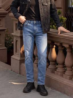 The Indian Garage Co - Men Slim Fit Solid Mid-Rise Jeans-Blue