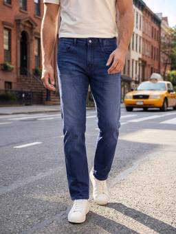 The Indian Garage Co - Men Slim Fit Solid Mid-Rise Jeans-Blue