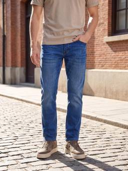 The Indian Garage Co - Men Slim Fit Solid Mid-Rise Jeans-Blue