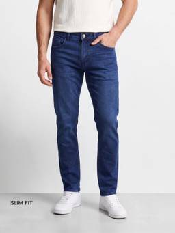 The Indian Garage Co - Men Slim Fit Solid Mid-Rise Jeans-Blue