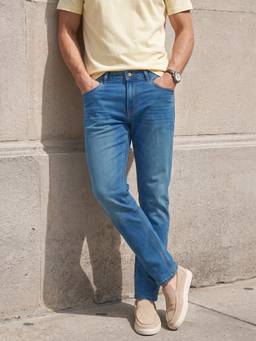 The Indian Garage Co - Men Slim Fit Solid Mid-Rise Jeans-Blue