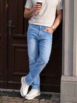 The Indian Garage Co - Men Slim Fit Solid Mid-Rise Jeans-Blue