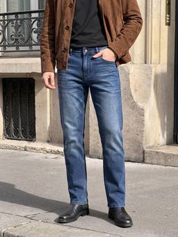The Indian Garage Co - Men Slim Fit Solid Mid-Rise Jeans-Blue