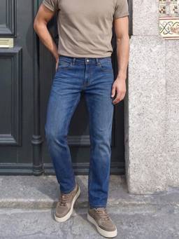 The Indian Garage Co - Men Slim Fit Solid Mid-Rise Jeans-Blue