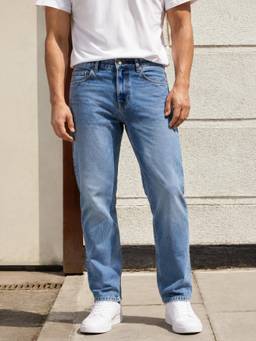 The Indian Garage Co - Men Straight Fit Solid Mid-Rise Jeans-Blue