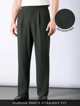 The Souled Store - Straight-Fit Olive Men Trousers