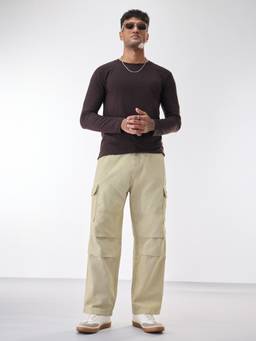 The Souled Store - Parachute Vanilla Men Cargo Jeans