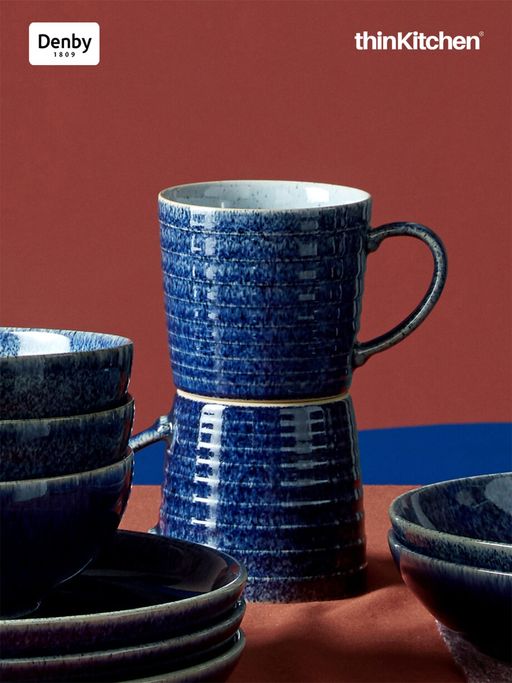 Buy Denby Studio Blue Cobalt Pebble Ridged Mug for thinKitchen Online
