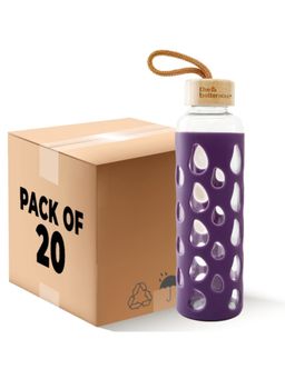 The Better Home - 550ml Borosilicate Tumbler With Sleeve and Bamboo Lid Purple (Pack of 20)