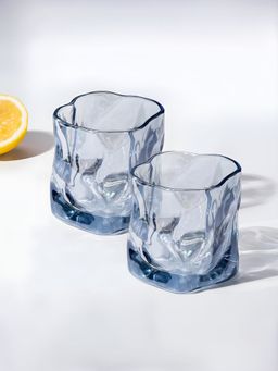 The Better Home - Whiskey Glass Cup Blue, 230ml (Pack of 2)