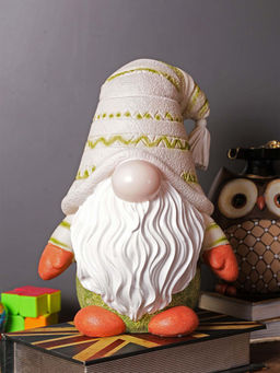 Aarvi Decor - White Ceramic Santa Piggy Bank Figurine