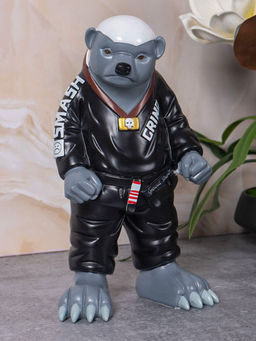 Aarvi Decor - Ceramic Black Karate Fighter Badger Figurine
