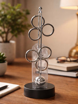 Aarvi Decor - Silver Chrome Finish Newton Pendulum Figurine