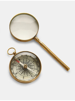 Revive Home - Gold Magnifying Glass - Brass & Compass Gift Set