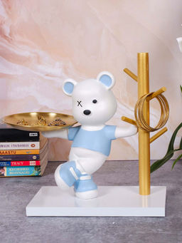 Aarvi Decor - Ceramic Blue Bear Butler Figurine