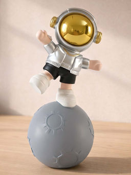 Aarvi Decor - Ceramic Silver Moon Walker Astronaut Decor Figurine