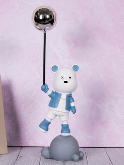 Aarvi Decor - Ceramic Blue Balloon Bear Decor Figurine