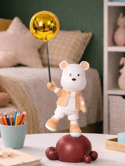 Aarvi Decor - Ceramic Peach Balloon Bear Decor Figurine