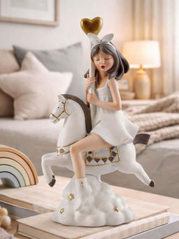 Aarvi Decor - Ceramic White Carousel Dreamer Figurine
