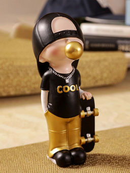 Aarvi Decor - Ceramic Black Modern Skater Figurine