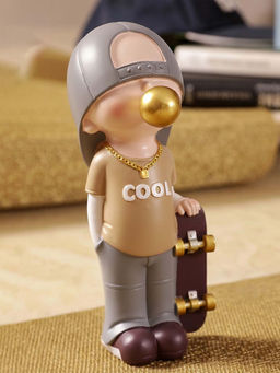 Aarvi Decor - Ceramic Brown Modern Skater Figurine