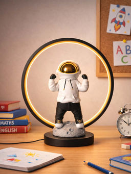 Aarvi Decor - Ceramic White Led Cosmo Glow Astronaut Table Lamp