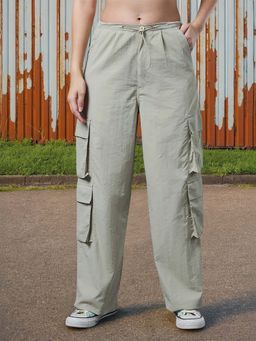 Bewakoof - Women's Grey Baggy Oversized Cargo Parachute Pants