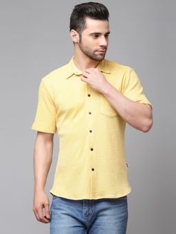 RIGO - Men Yellow Waffle Knit Shirt