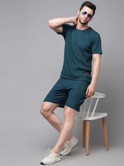 RIGO - Men Teal Green Waffle Knit Half Sleeves Co-Ord (Set of 2)