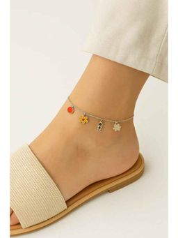 Miora - Silver Flower and Heart Design Anklet (2-12 Years)