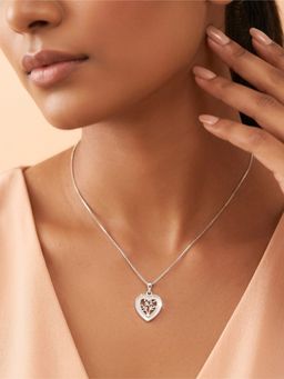 925 SILLER - 925 Pure Silver White Eternal Heart Tree Necklace