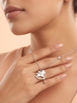 925 SILLER - 925 Pure Silver White Graceful Butterfly Star Necklace