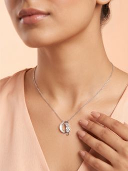 925 SILLER - 925 Pure Silver White Moonlight Sparkle Necklace